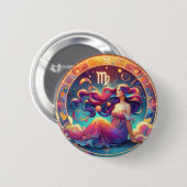 Mooie Maagd Vrouw | horoscoopkunst Ronde Button 5,7 Cm (Voorkant /achterkant)