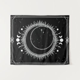 Mooie maan en zon met sterren Zwart en Wit Wandkleed