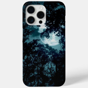 Mooie maan gloed door bomen iPhone 15 pro max hoesje