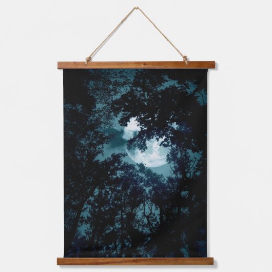 Mooie maan gloed door bomen hangend wandkleed (Voorkant)