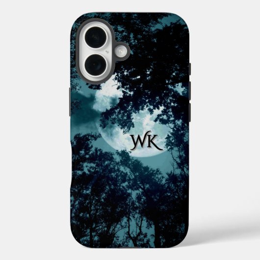 Mooie maan gloed door bomen Monogram Case-Mate iPhone Case (Achterkant)