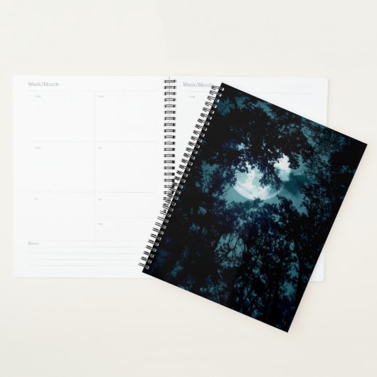 Mooie maan gloed door bomen planner (Display)