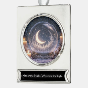 Mooie Maan Kristallen Bol Winterzonnewende Verzilverd Banner Ornament