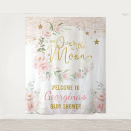 Mooie Maan Sterren Blush Bloem Meisje Welkom Wandkleed