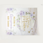 Mooie Maan Sterren Paarse Bloemige Baby Meisje Wel Wandkleed (Voorkant (horizontaal))