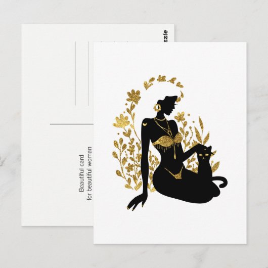 Mooie maanbloemen vrouw zingerige illustratie briefkaart (Voorkant / Achterkant)