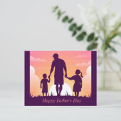 Mooie maanlichtroze paarse Vaderdag Feestdagenkaart (Staand voorkant)