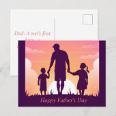 Mooie maanlichtroze paarse Vaderdag Feestdagenkaart (Voorkant / Achterkant)