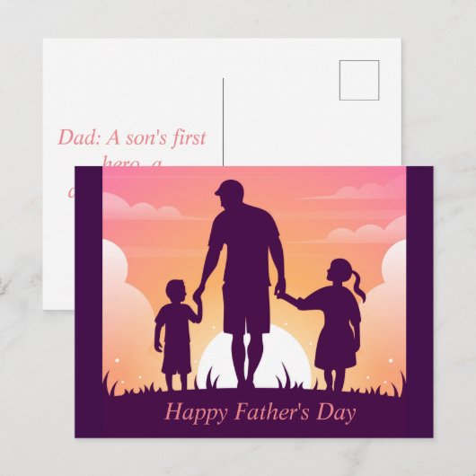 Mooie maanlichtroze paarse Vaderdag Feestdagenkaart (Voorkant / Achterkant)