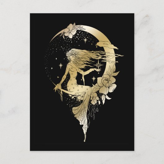 Mooie maansterren, kunstdecoillustratie briefkaart (Voorkant)