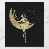 Mooie maansterren, kunstdecoillustratie wijn etiket (Enkel label)