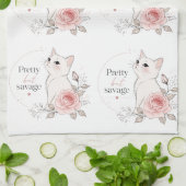 Mooie Maar Savage Kawaii Kat Roos Handdoek (Gevouwen)