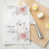 Mooie Maar Savage Kawaii Kat Roos Handdoek (Quarter Fold)