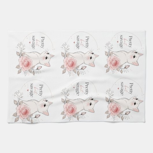 Mooie Maar Savage Kawaii Kat Roos Handdoek (Horizontaal)