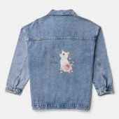 Mooie Maar Savage Witte Kat Rose Jasje Denim Jacket (Achterkant)