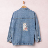 Mooie Maar Savage Witte Kat Rose Jasje Denim Jacket (Hangar)