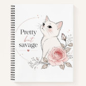 Mooie Maar Wilde Witte Kat Rose Notitieboek (Voorkant)
