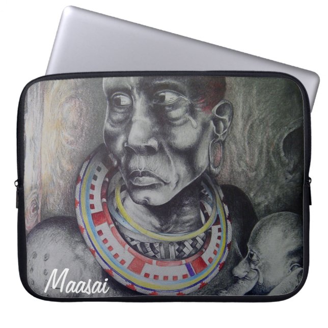 Mooie Maasai15-inch neopreen laptophoes Laptop Sleeve (Voorkant)