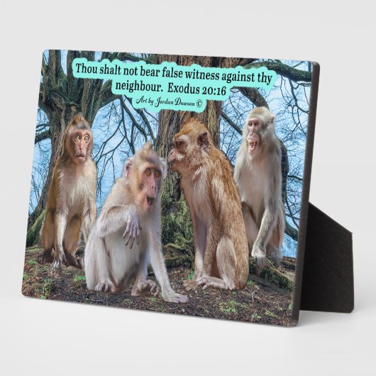 Mooie Macaque Monkey Schrift Exodus 20:16 Fotoplaat (Zijkant)