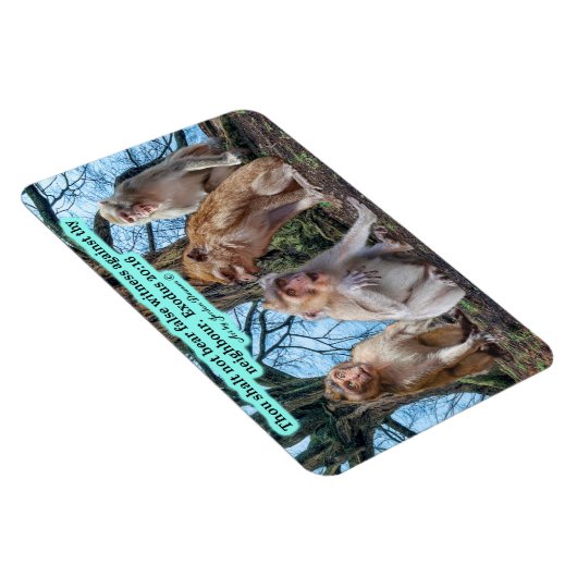 Mooie Macaque Monkey Schrift Exodus 20:16 Magneet (Rechterzijde)