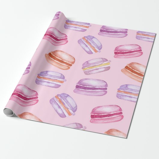 Mooie Macarons bedrukt Inpakpapier (Uitgerold)