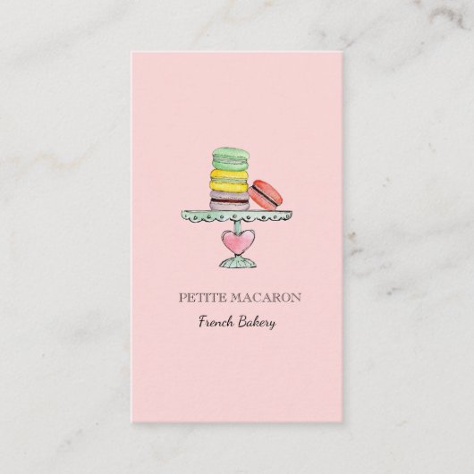 Mooie Macarons roze bakkerij visitekaartje (Voorkant)