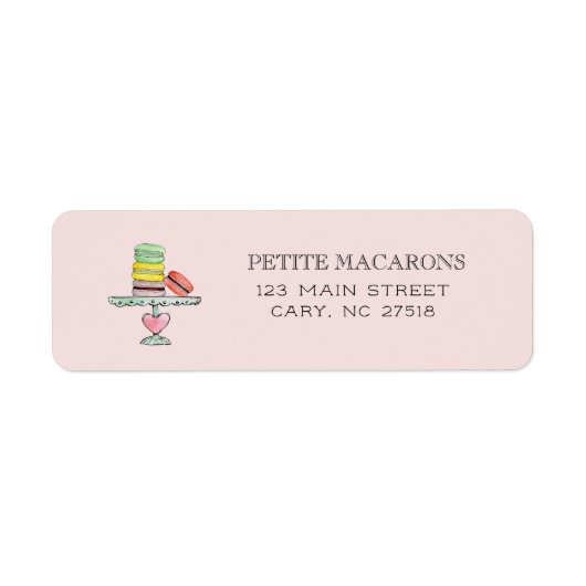 Mooie Macarons roze retouradres Etiket (Voorkant)