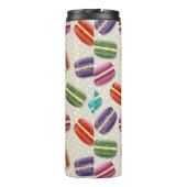 Mooie Macaroon Patroon Stippen Paarse Monogram Thermosbeker (Achterkant)