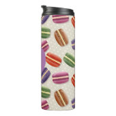 Mooie Macaroon Patroon Stippen Paarse Monogram Thermosbeker (Geroteerd rechts)