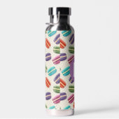 Mooie Macaroon Patroon Stippen Paarse Monogram Waterfles (Rechts)