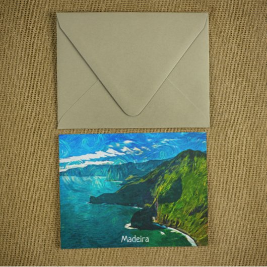 Mooie Madeira Coastal Uitzicht olieverf Briefkaart