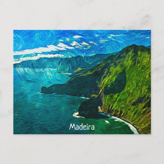 Mooie Madeira Coastal Uitzicht olieverf Briefkaart (Voorkant)