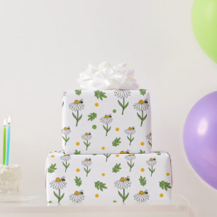 Mooie Madeliefje en Bij Naadloos Patroon Cadeaupapier