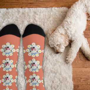 Mooie Madeliefjes Aangepaste Foto Huisdier Hond Li Sokken