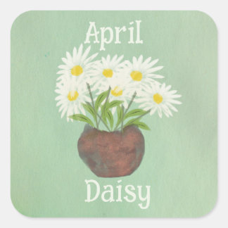 Mooie madeliefjes april geboortemaand verjaardag vierkante sticker