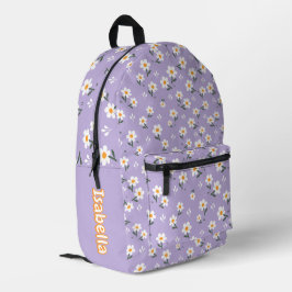Mooie Madeliefjes Bloem Patroon Paarse Schooltas Bedrukte Rugzak