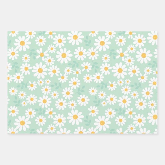 Mooie Madeliefjes Bloemen Lente Zomer Pasen Cadeau Inpakpapier Vel (Voorkant)