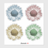 Mooie Madeliefjes Bloemkoppen Set van Vier Kleuren Sticker (Vel)