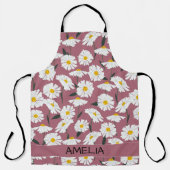 Mooie madeliefjes gepersonaliseerde naam op roze schort (Voorkant)
