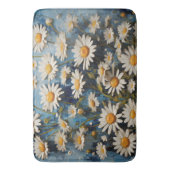 Mooie madeliefjes op blauwe achtergrond badmat (Voorkant Verticaal)