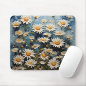 Mooie madeliefjes op blauwe achtergrond muismat (Met muis)
