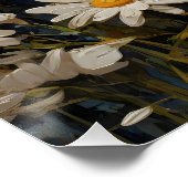 Mooie madeliefjes op blauwe achtergrond perfect poster (Hoek)