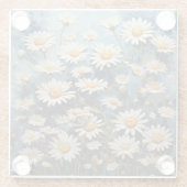 Mooie madeliefjes op een blauwe achtergrond glazen onderzetter (Achterkant)