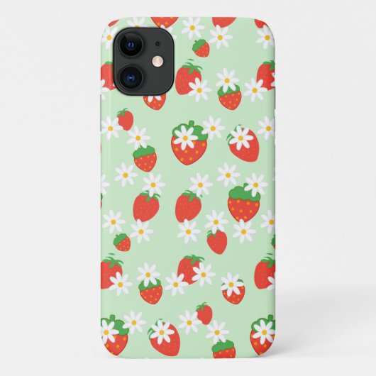 Mooie madeliefjesbloem aardbei Kerstpatroon Case-Mate iPhone Case (Achterkant)