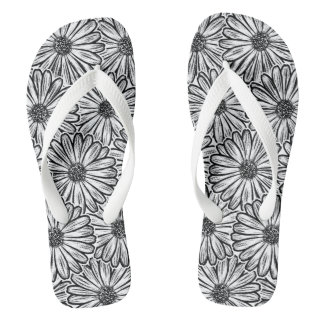 Mooie Madeliefjesbloem, Halftone Illustratie Teenslippers