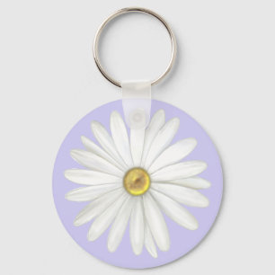 Mooie madeliefjesbloem op licht periwinkle achterg sleutelhanger
