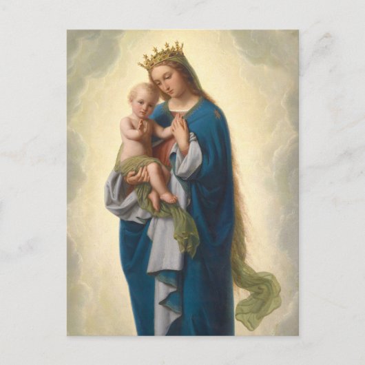 Mooie madonna Jesus zegent Franz Ittenbach Briefkaart (Voorkant)
