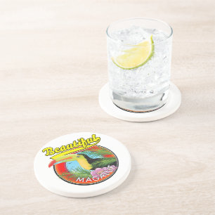 Mooie Magaluf, toekan logo Zandsteen Onderzetter