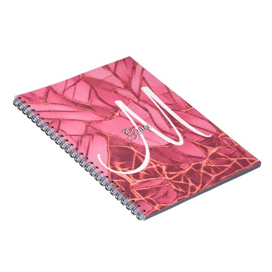 Mooie magenta bloem tot monogram Notitieboek (Rechterzijde)