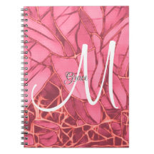 Mooie magenta bloem tot monogram Notitieboek